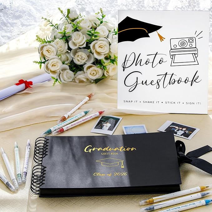 12 Pcs 2026 Graduation Guest Book with Photo Sign Decor 80 Pages