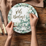 Sage Greenery Baby Shower Party Supplies Disposable Paper Plates