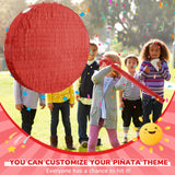 Jenaai 16 Inch Round Red Piñata Large circle Blank Piñata with Stick