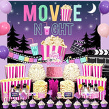 Movie Night Party Decorations Pink & Purple Fantasy Banner Backdrop