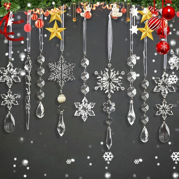 Christmas Tree Decoration Crystal Ornaments - 48pcs Acrylic Christmas