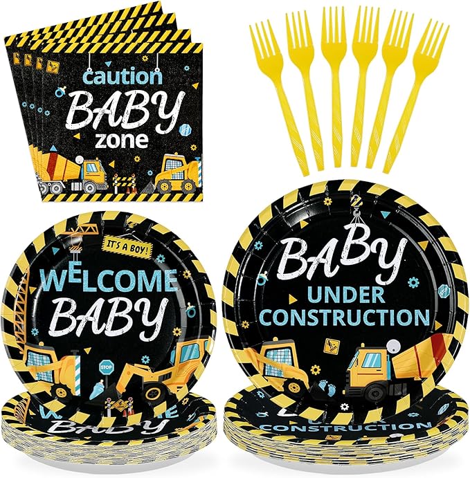 96Pcs Construction Baby Shower Party Supplies Dump Truck