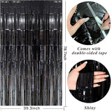 Black Party Streamers Foil Fringe Backdrop Curtains Tinsel Streamers B