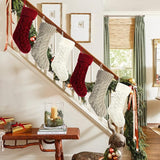 Christmas Stockings, 20 Inch Burgundy, Ivory, Khaki Cable Knit