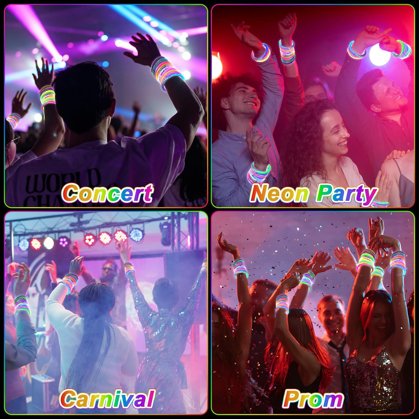 OLUPP 28 Pack Glow Bracelets, Glow in the Dark Party Supplies, 6 Color