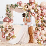 Rose Gold Balloon Garland Kit, Nude Pastel Pink Metallic Gold Matte