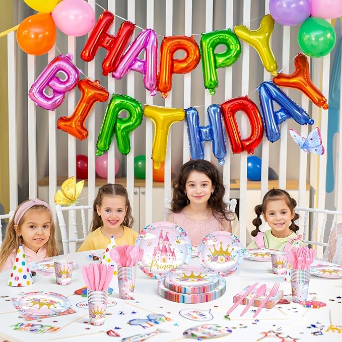 168 Pcs Princess Party Decorations Princess Plates and Napkins