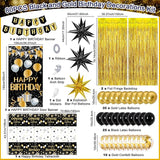 Black and Gold Birthday Decorations for Men Women Happy Birthday
