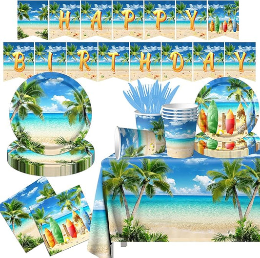 Beach Birthday Party Decorations 142PCS Beach Party Paper Plates