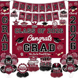 Graduation Decorations 2026 Maroon Graduation Party Decor Set include