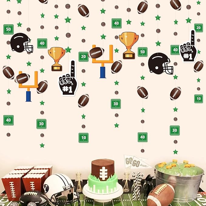 Football Party Decorations Star Circle Dot Football Helmet Goalpost