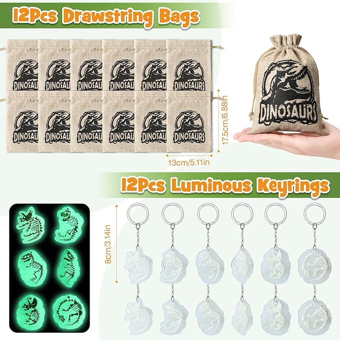 12 Sets Dinosaur Party Favors for Kids Birthday Magnifying Glasses