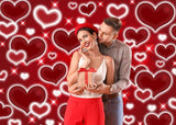 Red Heart Photo Backdrop Valentines Decorations 10x8FT Early 2000s