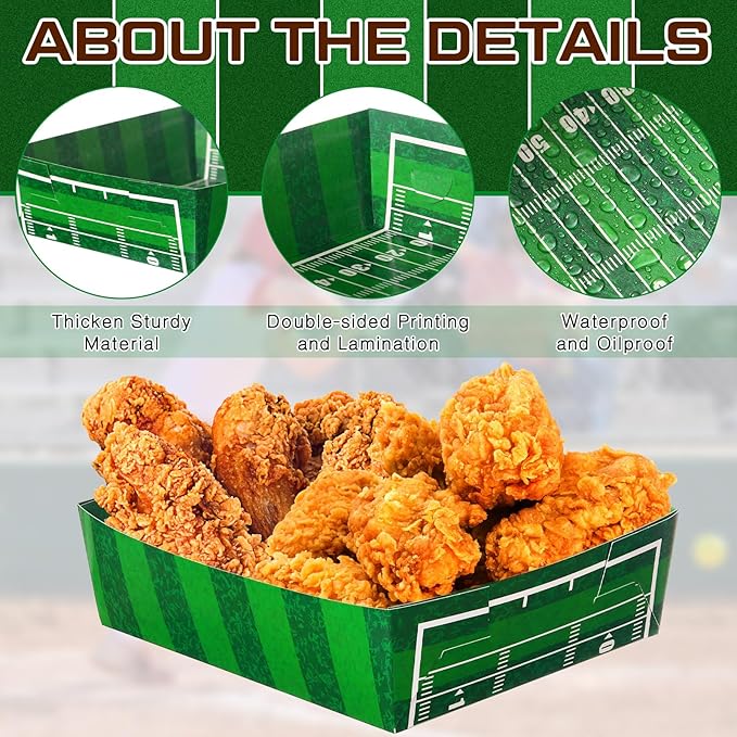 36 Pack Football Party Supplies Large 5 lb Football Plates Trays