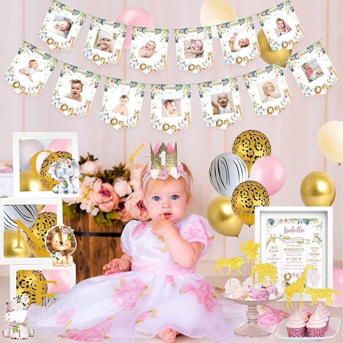130 PCs Wild One Birthday Decorations Girl Hombae Safari Jungle