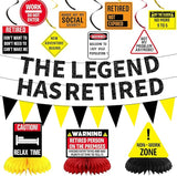 Retirement Decorations Men Women Caution Happy Retirement Banner