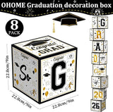 OHOME 8 Pack Graduation Decorations 2026 - Black Gold Balloon Boxes