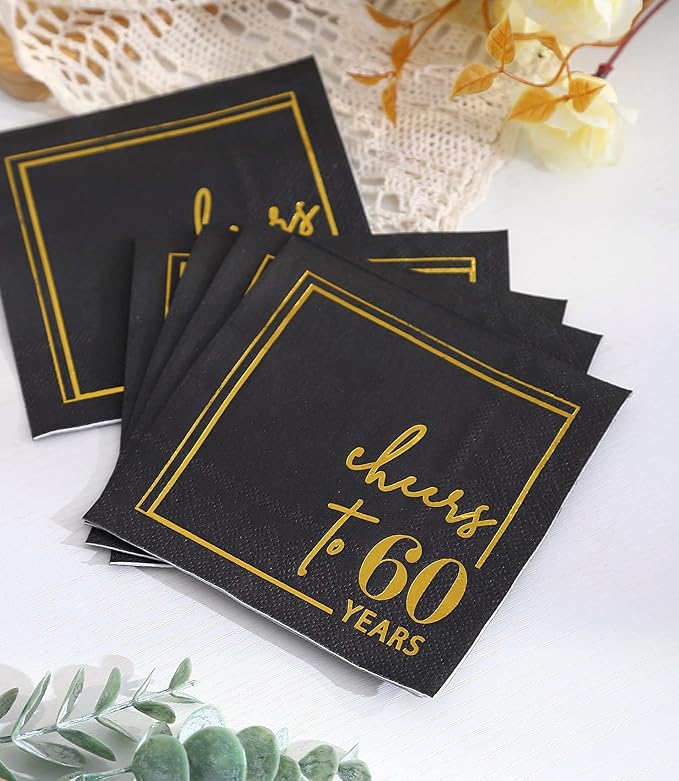 Cheers to Years Cocktail Napkins - 50 PK - 3-Ply Birthday Napkins 5x5