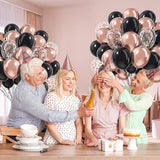 60pcs Rose Gold and Black Balloons 12inch with Rose Gold Confetti