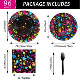 Neon Party Supplies for 24 Guests Neon Plates and Napkins Tableware