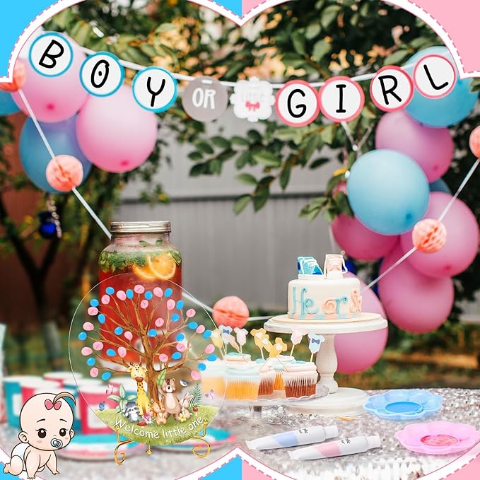Gender Reveal Fingerprint Tree Boy or Girl Party Ideas Baby