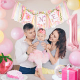 Kriyokiaa Highchair Banner 1st Birthday Girl Floral and Butterfly
