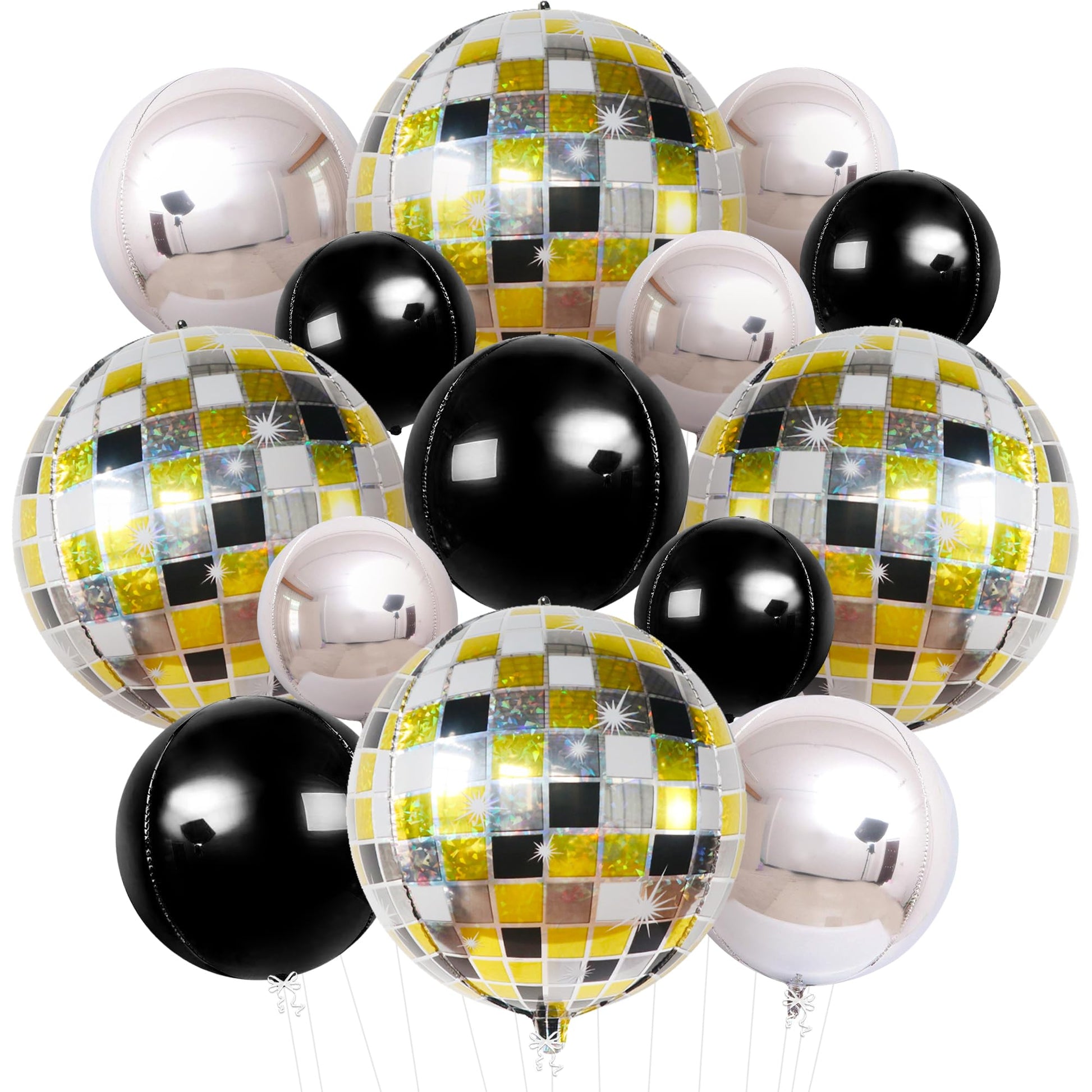 KatchOn, Disco Ball Balloons - Big 22 Inch, Pack of 14 | Black and