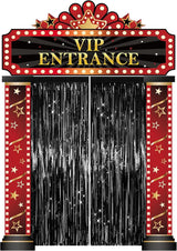 3 Pcs Casino Movie Night Porch Sign Banner with Black Foil Fringe