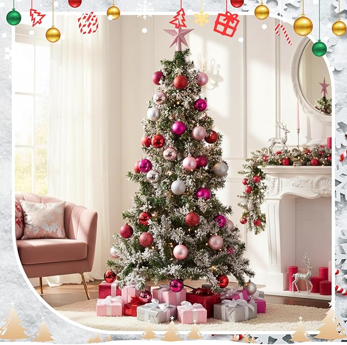 RoundFunny 25 Pcs Mini Valentine's Balls Ornaments Set Valentine's