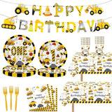 Letromp 80 Pcs Construction 1st Birthday Decorations Dump Truck One