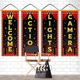 4 Pcs Movie Night Porch Banner Movie Themed Party Decorations
