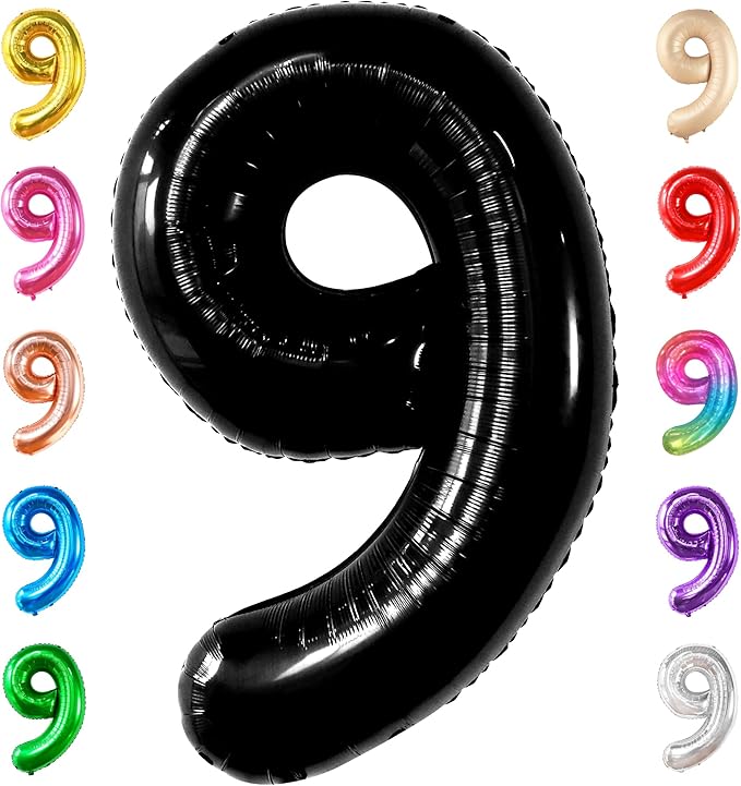 KatchOn, Giant Black Number 9 Balloon - 40 Inch | Foil 9 Birthday