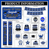 Graduation Decorations Blue Party Decor Set include Congrats Grad