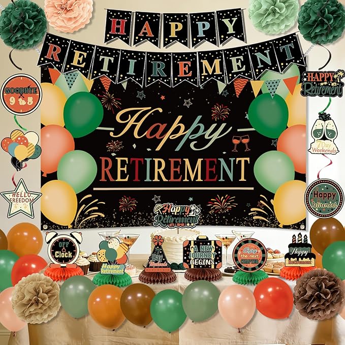 Retirement Party Decorations for Men Women Vintage Happy Retirement