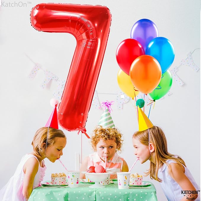 KatchOn, Giant Red Number 7 Balloon - 40 Inch | 7th Birthday Balloon