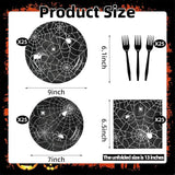 100 Pcs Halloween Spider Web Tableware Party Supplies Set Serves 25