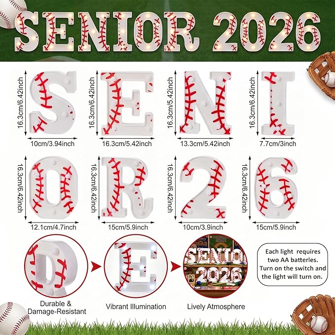 Honoson 10 Pcs Baseball Graduation Party Decorations Senior 2026