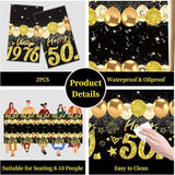 Uiorgui 2pcs 50th Birthday Tablecloth, Black Gold 50th Birthday