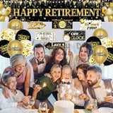 Black Gold Happy Retirement Banner Sign Directional Retired Yard
