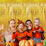 2 Pack 3.28 ft x 6.56 ft Golden Tinsel Curtain Party Backdrop