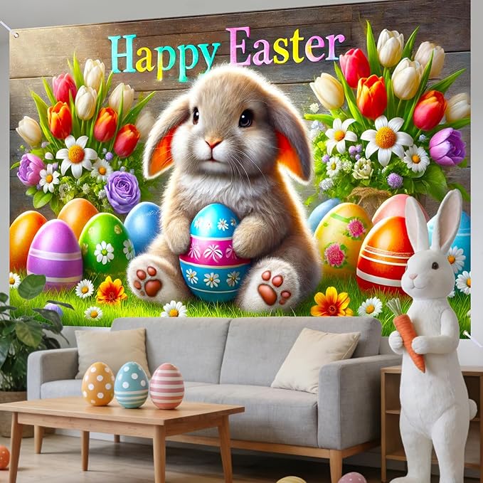Easter Banner Polyester 43x70.86 Inches Large Easter