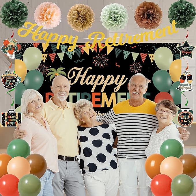 Retirement Decorations for Men Women Colorful Vintage Retirement