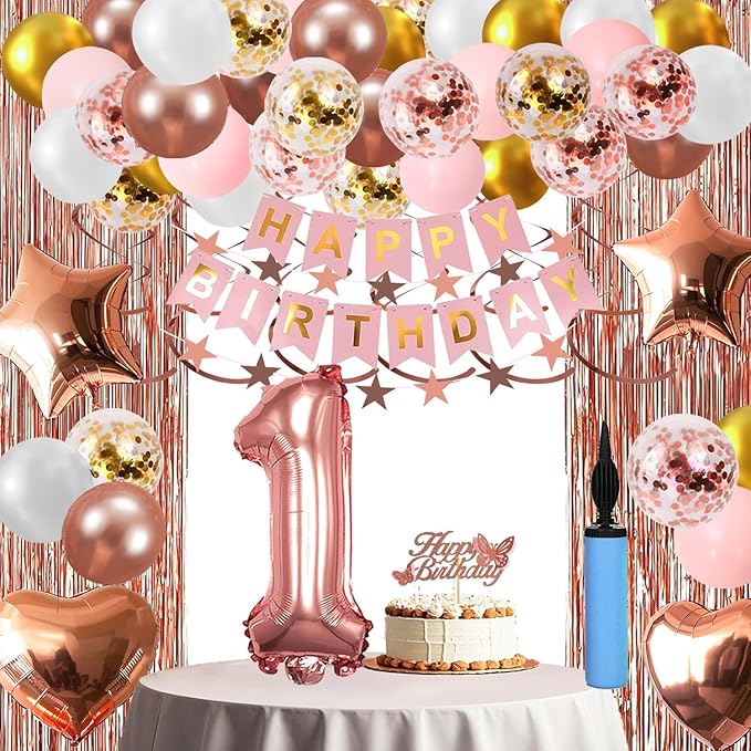 1st Birthday Decorations For Baby Girls 1 Year Old Happy Birthday