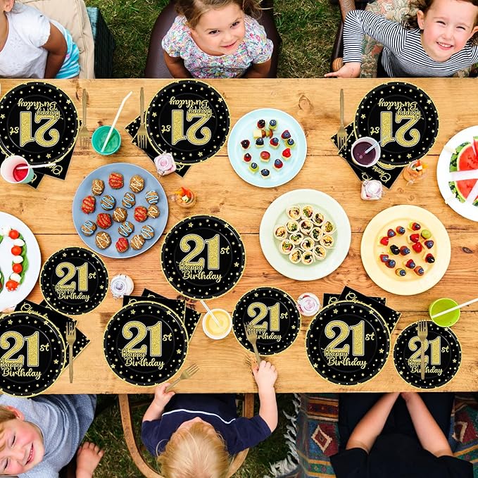 96 Pcs 21st Birthday Party Supplies for 24 Guests Cheers to 21 Years