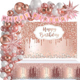 Rose Gold Birthday Party Decorations 121PCS Happy Birthday Party
