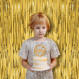 Voircoloria 2 Pack Gold Foil Fringe Backdrop Curtains, Tinsel