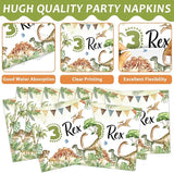 96PCS Dinosaur 3rd Birthday Party Paper Plates and Napkins and Forks