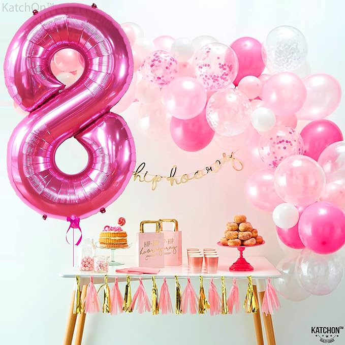 KatchOn, Giant Hot Pink 8 Balloon Number - 40 Inch | Hot Pink 8th