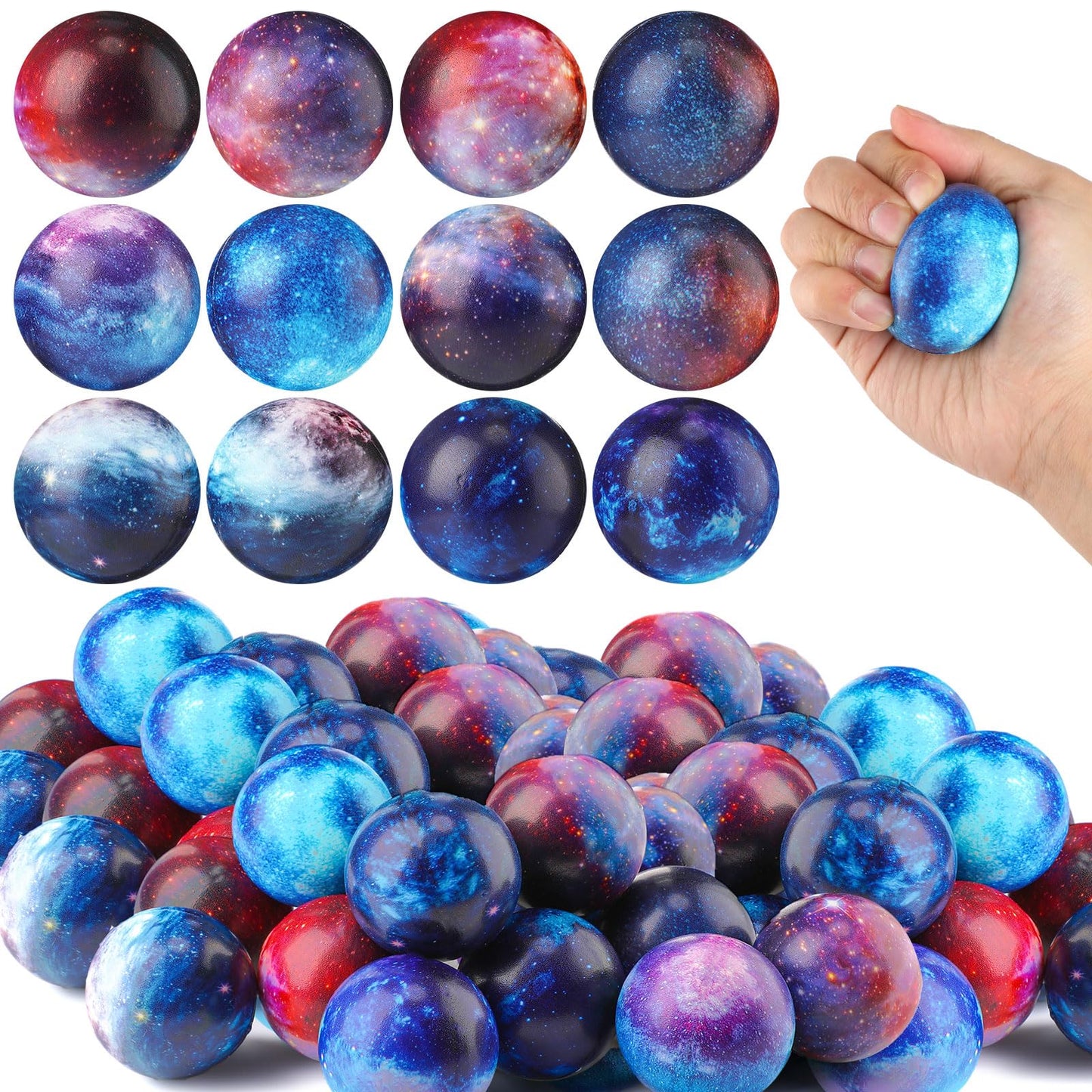 Libima 120 Pcs Galaxy Stress Ball Bulk for Kid Adult Squeeze 2 Inch