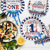 96Pcs Nautical Anchor Party Supplies Navy Anchor 1st Birthday Plates